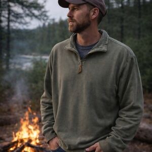 True Grit Quarter Zip Pullover XL Olive Green Embroidered Logo Casual Outdoor